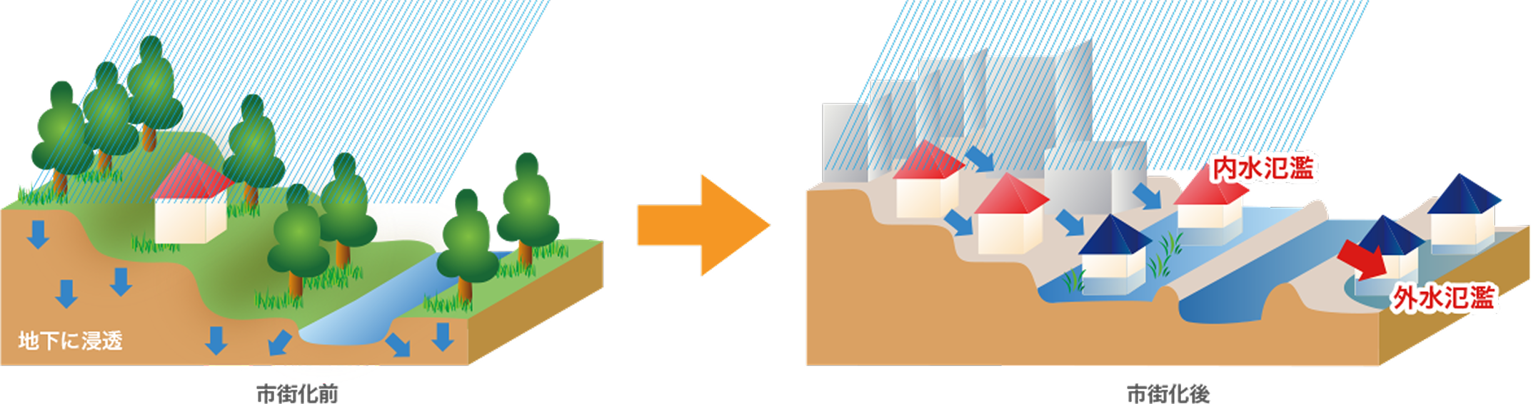都市化前と後の比較