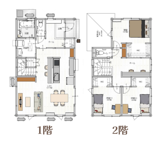 1階2階の間取り図