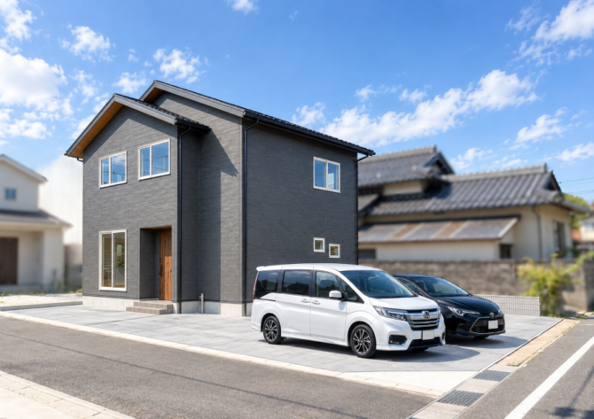 分譲地内に建っている新築の外観イメージ