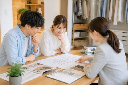 収納計画を相談する打合せ風景
