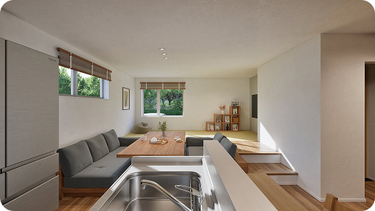 選べる居場所ソファダイニング&タタミリビング