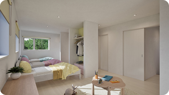 将来3個室に分けられるフリースペース