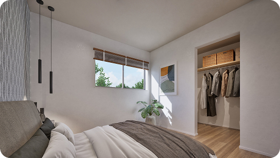 1日の疲れを癒すくつろげる寝室