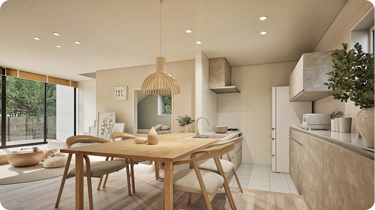 シームレスキッチンを住まいの中心に