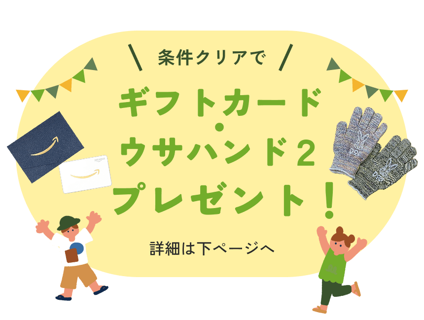 条件クリアでギフトカード・ウサハンド２プレゼント！詳細は下ページへ