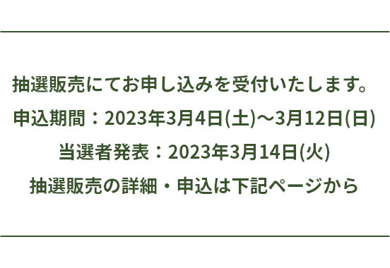 抽選販売実施！