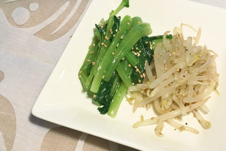 【まとめて作り置きレシピ】小松菜ともやしのナムル
