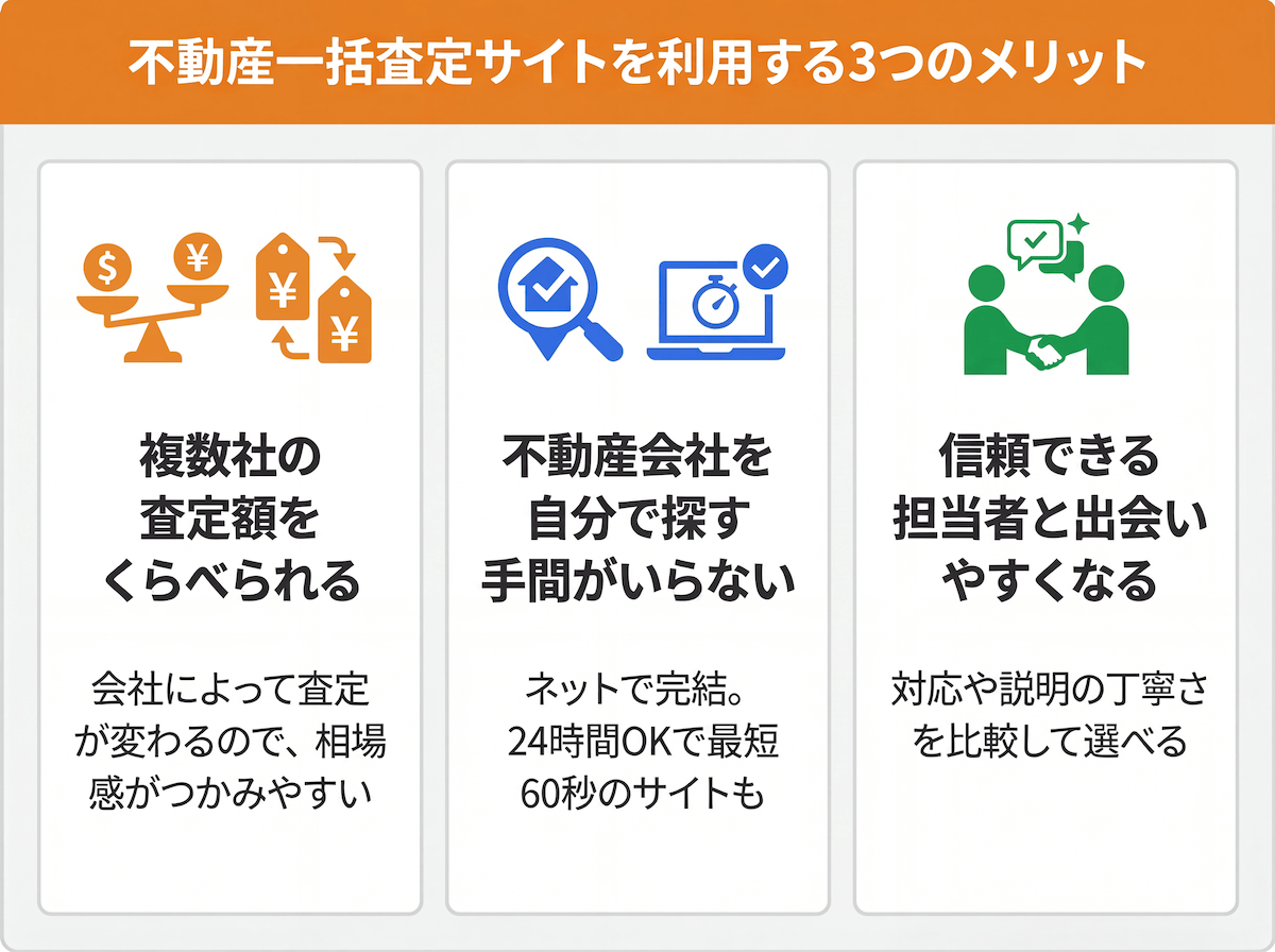 不動産一括査定サイトを利用する3つのメリット