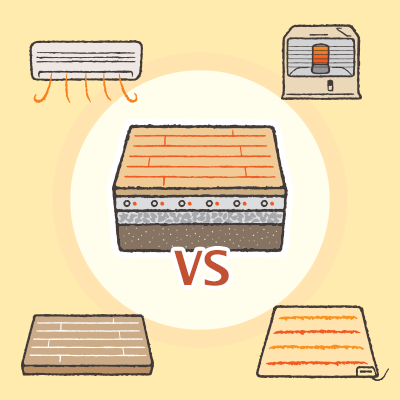 地熱床暖房vs暖房機器