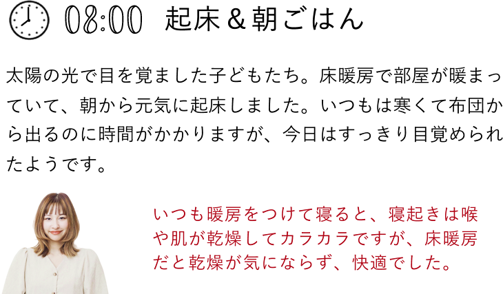8:00 起床＆朝ごはん