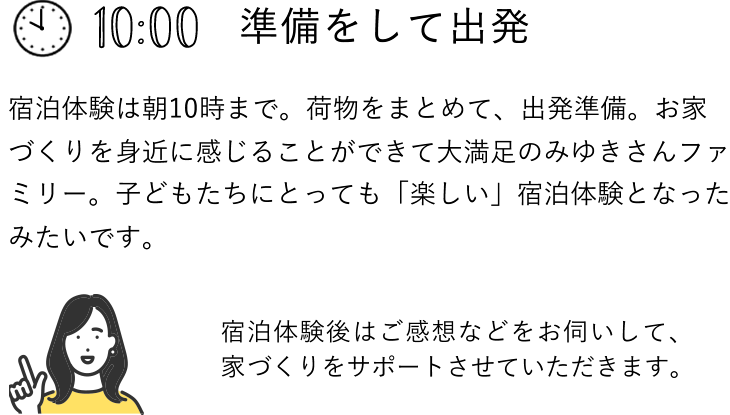 10:00 準備をして出発