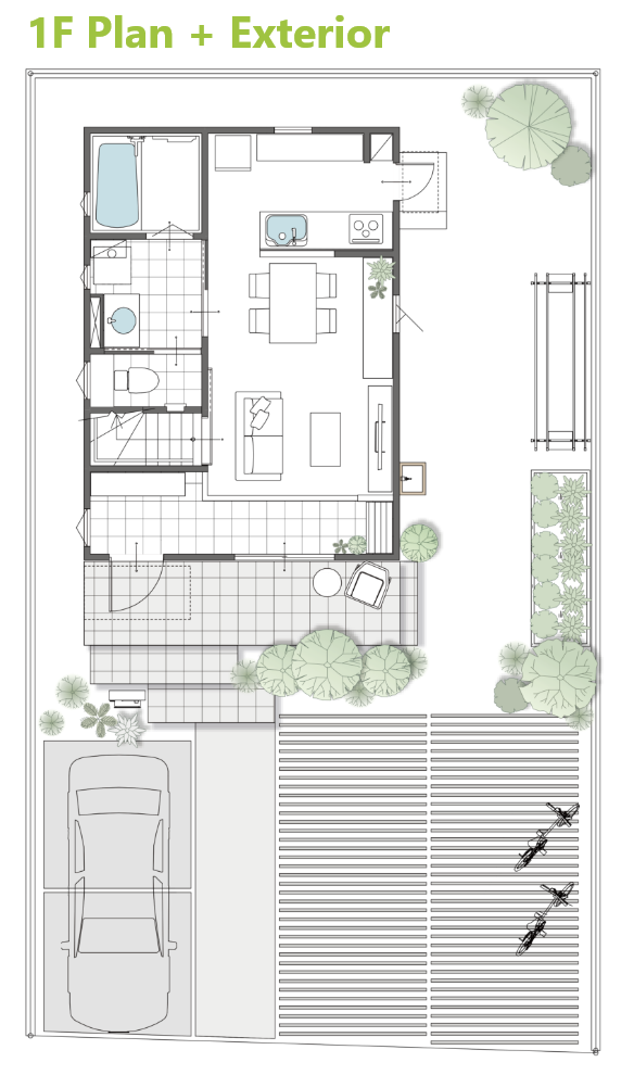 1F Plan + Exterior