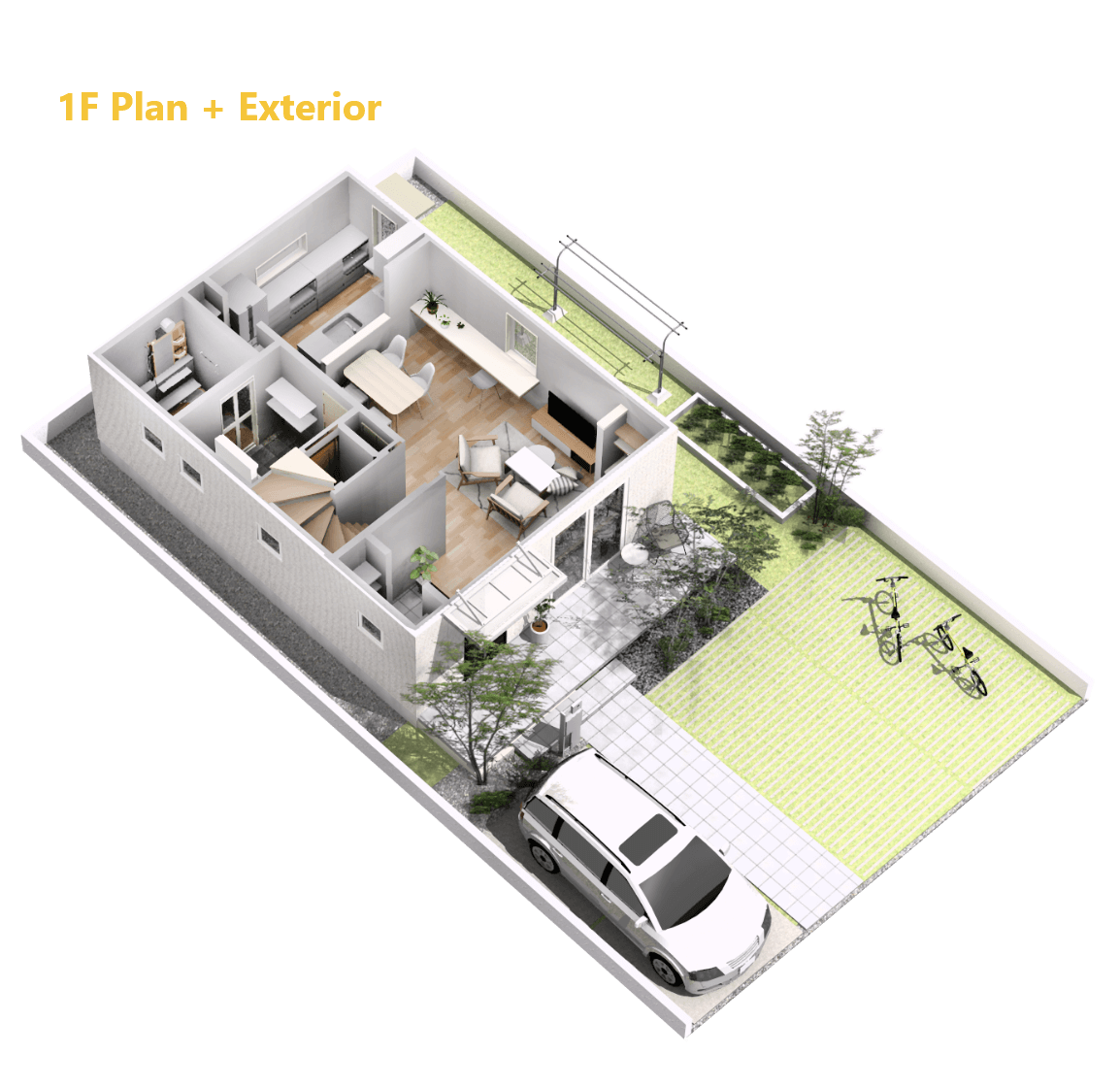 1F Plan + Exterior