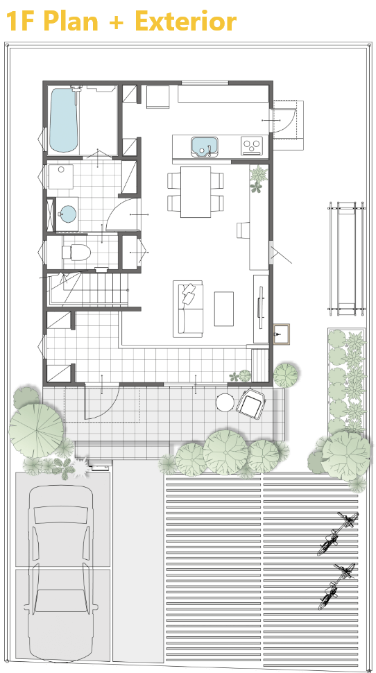 1F Plan + Exterior