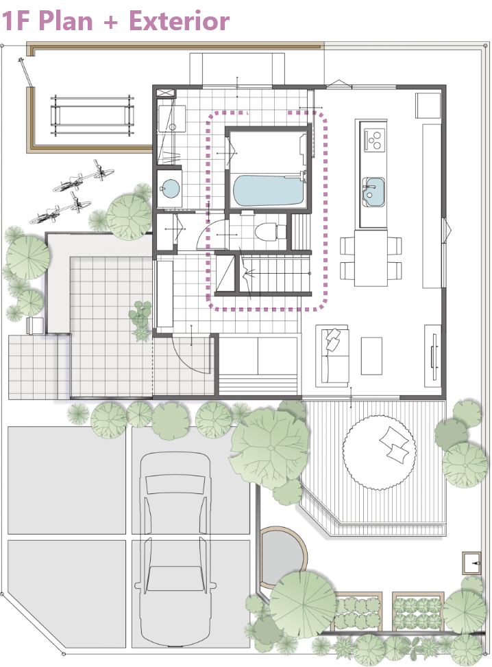 1F Plan + Exterior