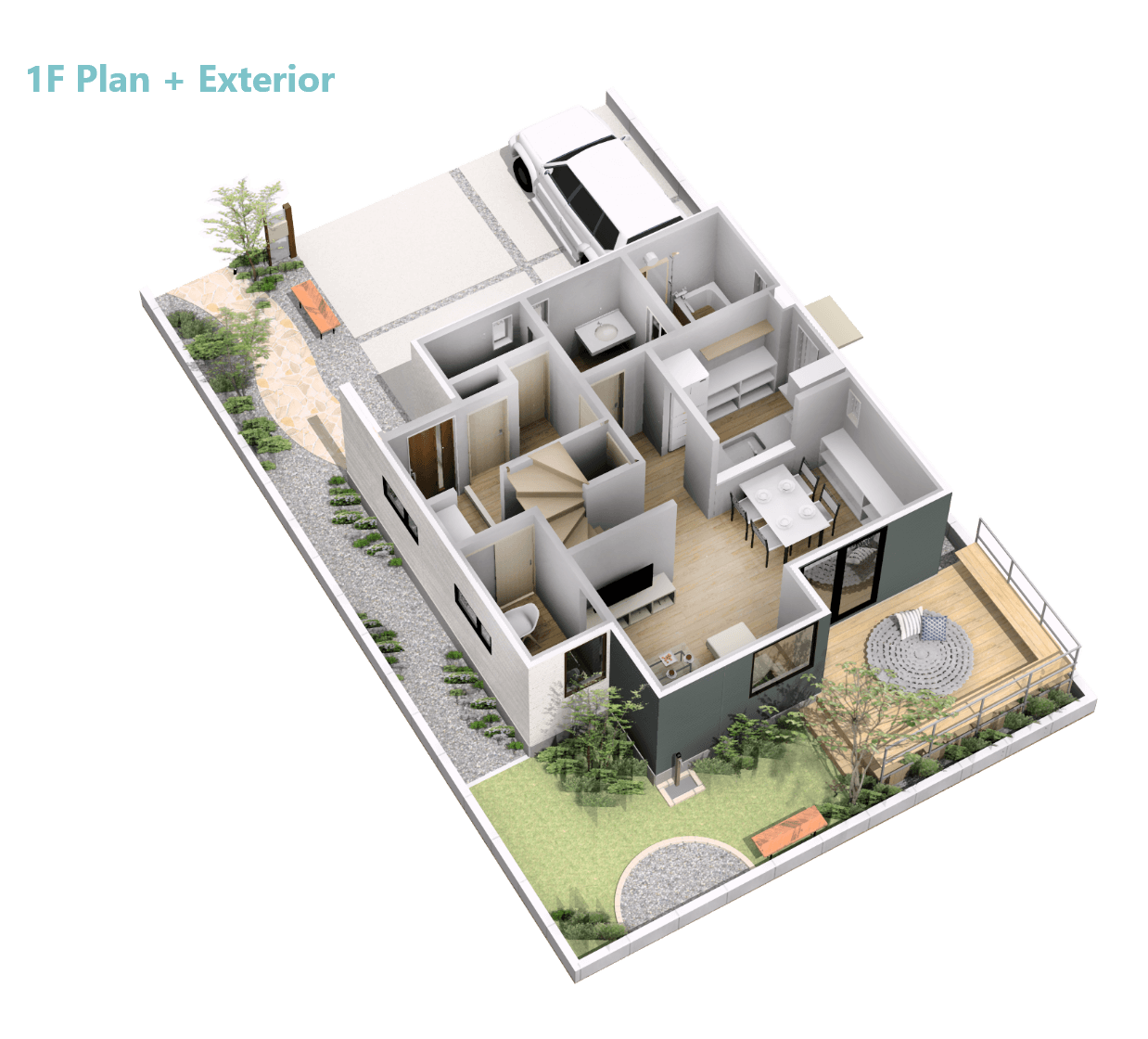 1F Plan + Exterior