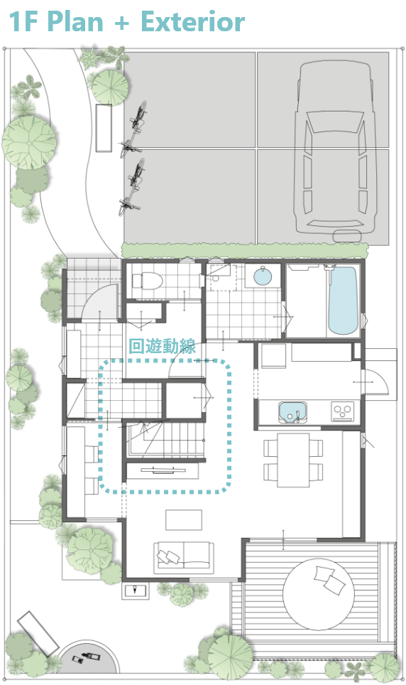 1F Plan + Exterior