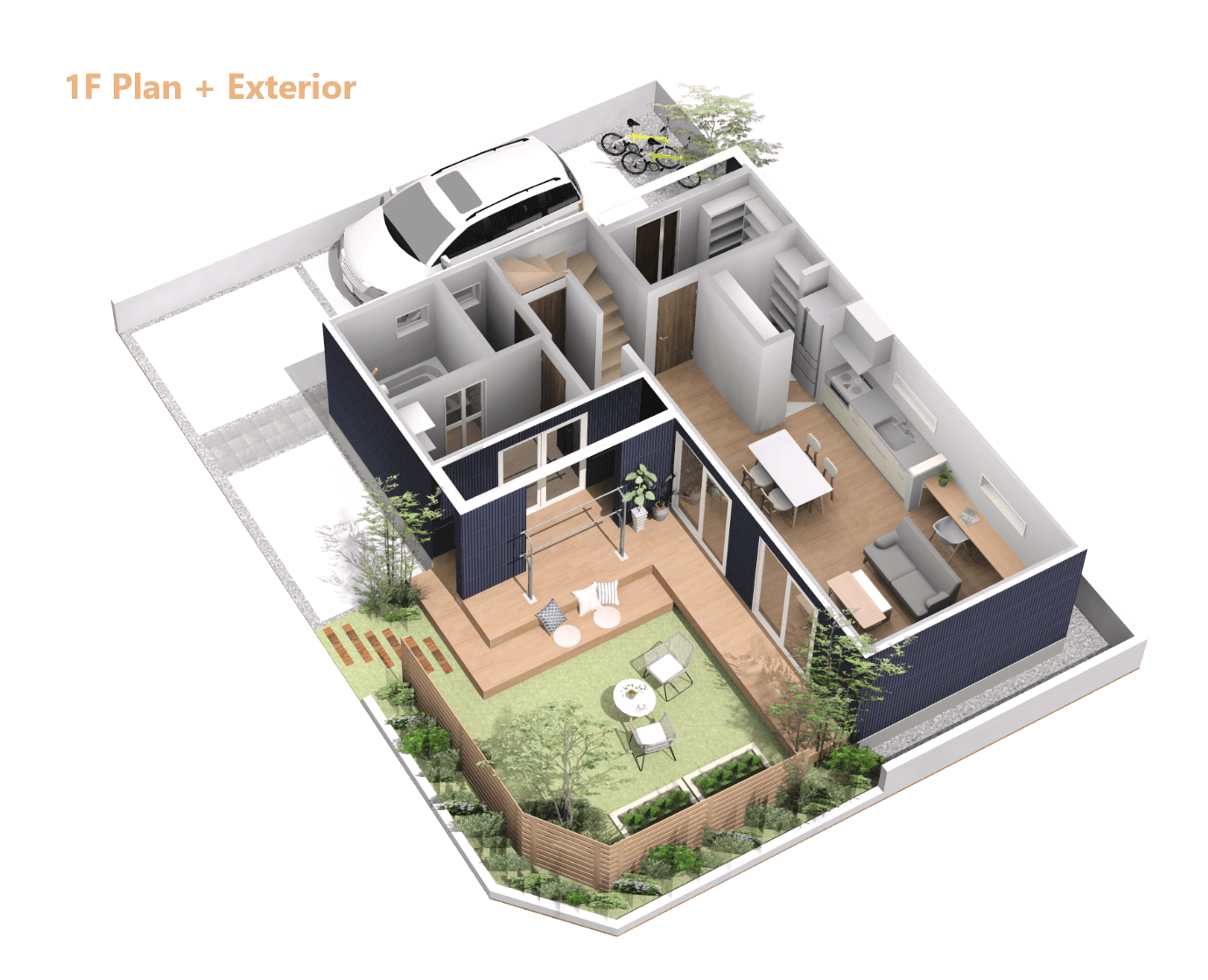 1F Plan + Exterior