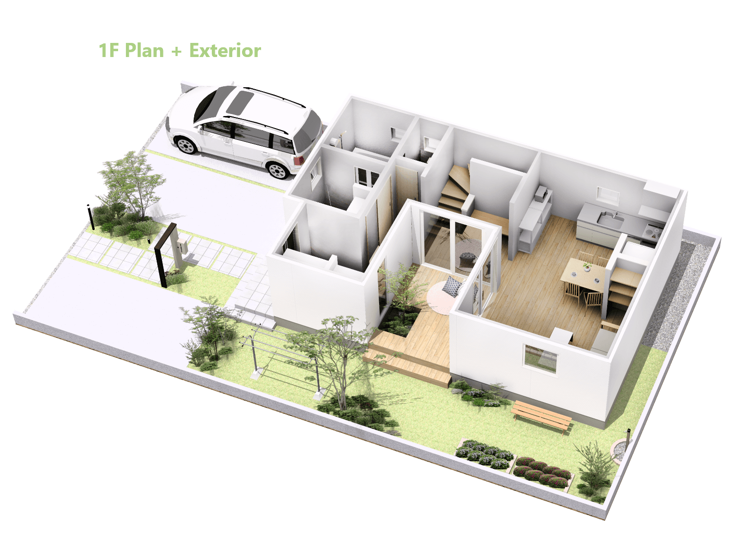 1F Plan + Exterior