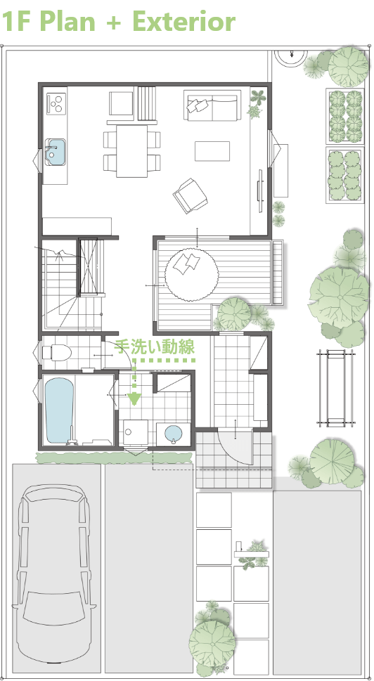 1F Plan + Exterior