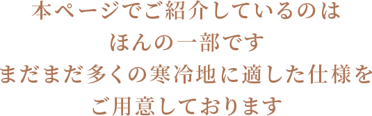 本ページでご紹介しているのはほんの一部です まだまだ多くの寒冷地に適した仕様をご用意しております